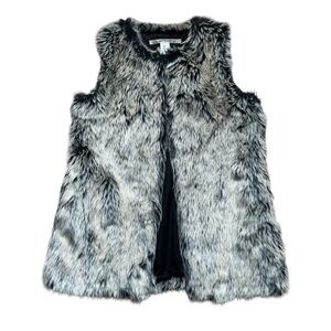 Y2K Max Studio Faux Fur Vest Tan Black Teddy Small